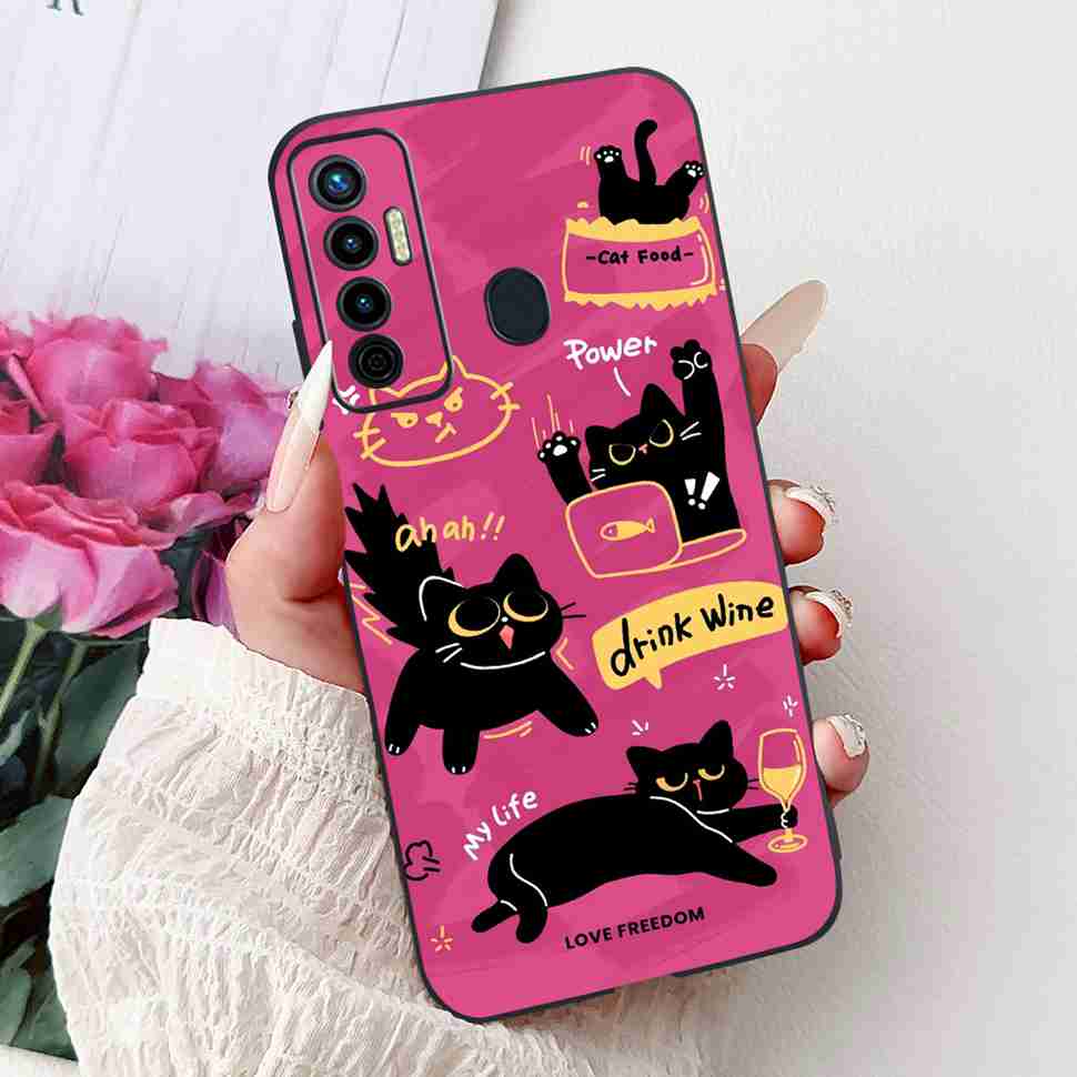 Cute Cat Cover For Tecno Camon 17 Case CG6 CG6j Silicone Soft Protection Shell For Tecno Camon 17 Camon17 Back Cover Casing 6.6"