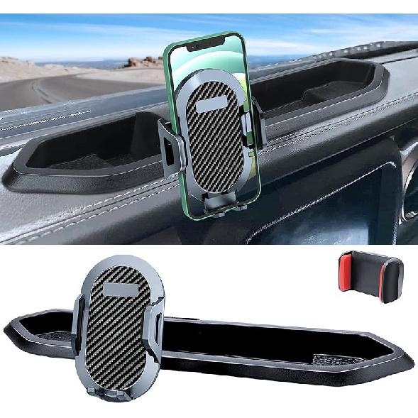 Phone Mount For 2018- Jeep Wrangler JL JLU And     Gladiator JT Dash Multi-Mount Phone Holder W/Storage Tray Accessories, Not For Wrangler 4Xe