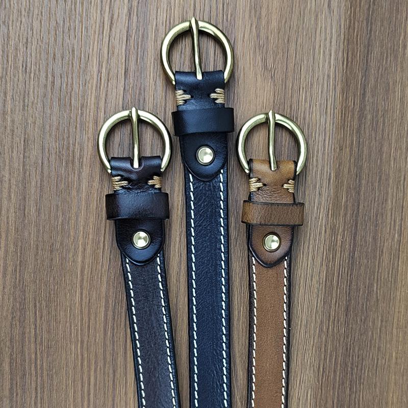 Soft Leather Belt Women'S Jeans Belt Copper Buckle Pure First Layer Cowhide Belt Women'S Retro Simple Decoration
