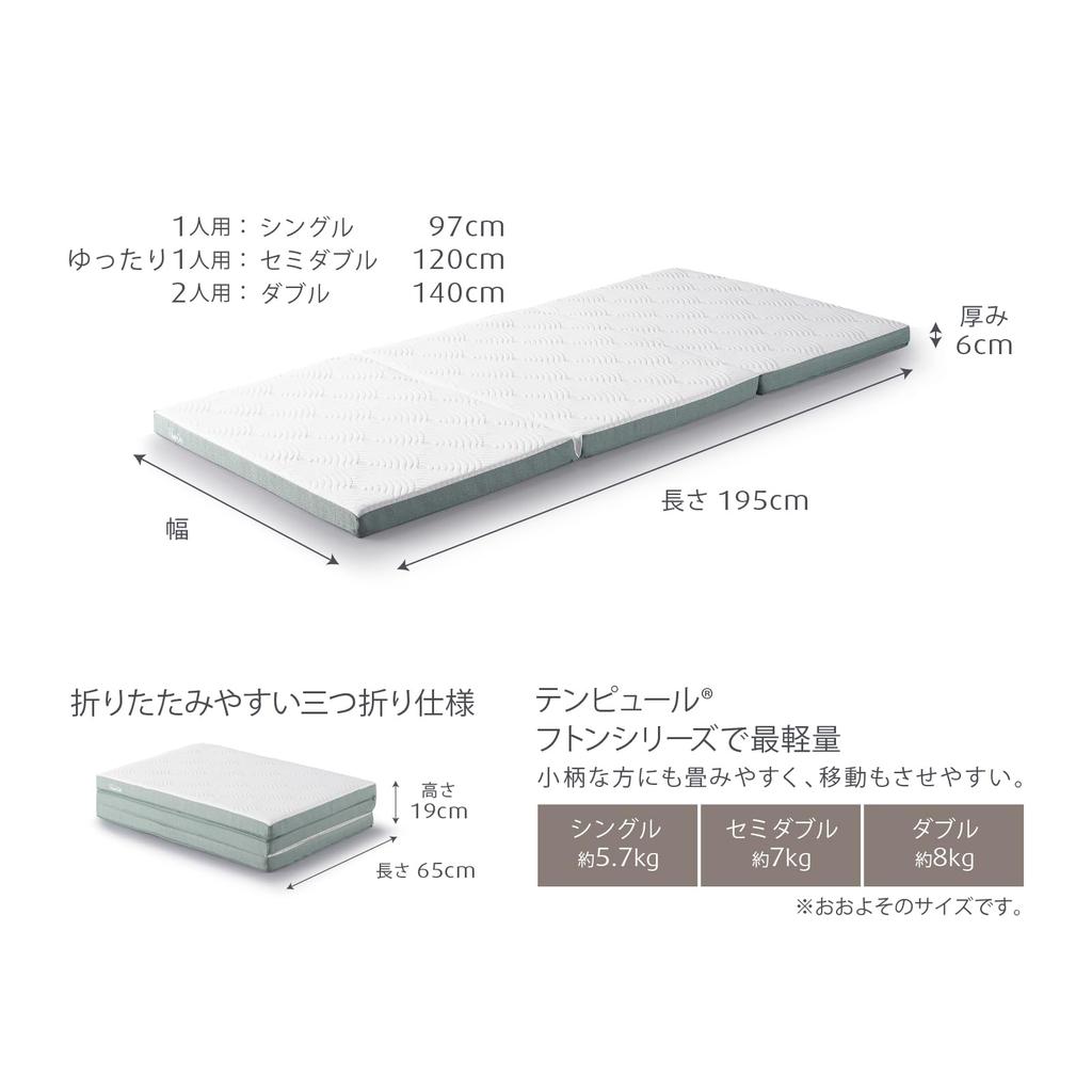 Tempur Ease Futon Folding 6cm Single Trifold Thin Warranty 3 Made In Cover 73016088 Day Trial Service Mattress, Thickness, Mattress, Mattress,