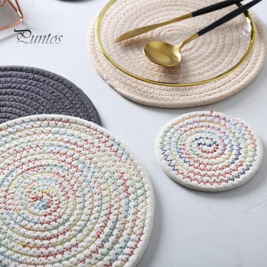 Soft Cotton Woven Coaster Set Heat Insulation Anti-Scald Water-absorbent Noise-reducing Cotton Cup Mat