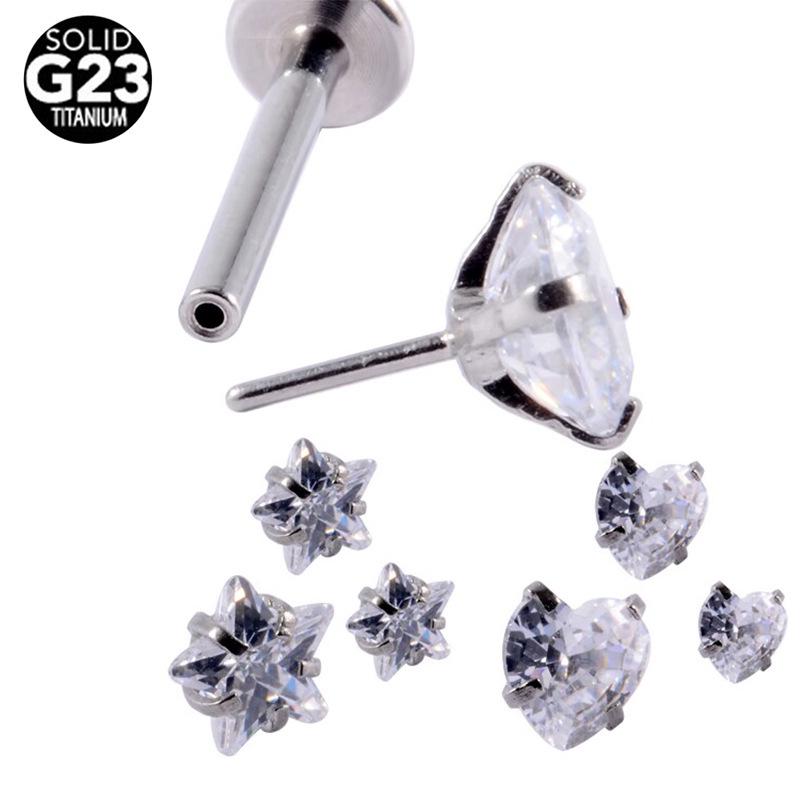 G23 Titanium Pin Claw Zirconium Barbell Set with 5A Zircon Labret Piercing Jewelry