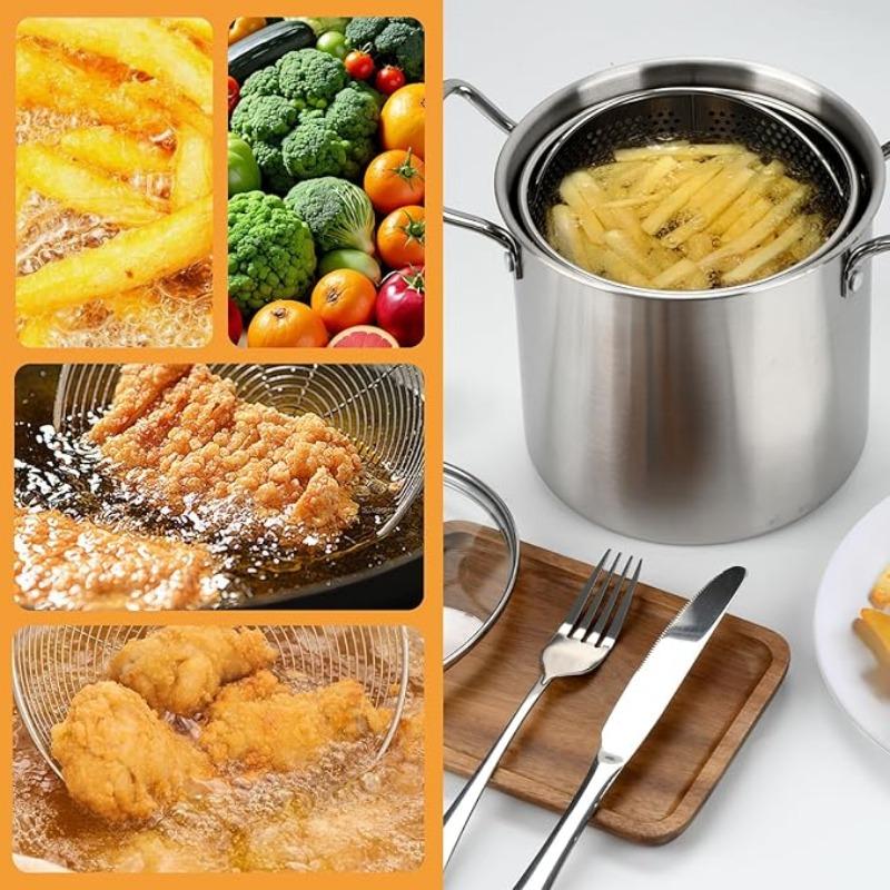 3.5 Stainless Steel Deep Fryer L with Oil Droplet Drain and Wide Mouthed Pot Suitable for Parties, Kitchens and Restaurants.