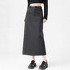 Gray High-End Slimming Skirt for Women - Spring 2026 Arrival, Versatile Temperament, Slit, Hip-Hugging, Mid-Length Skirt