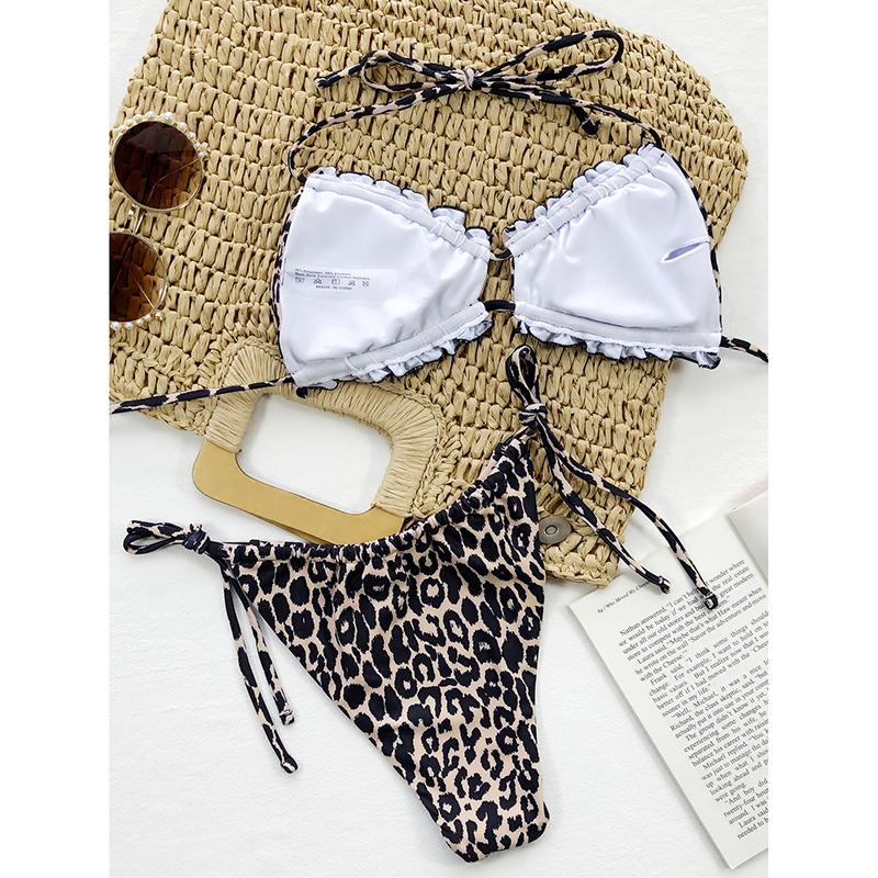 Sexy Ruffle Frill Bikini Solid Swimwear Women Swimsuit Female Bikini Set Bathing Suit Beachwear Swim Lady Bathers