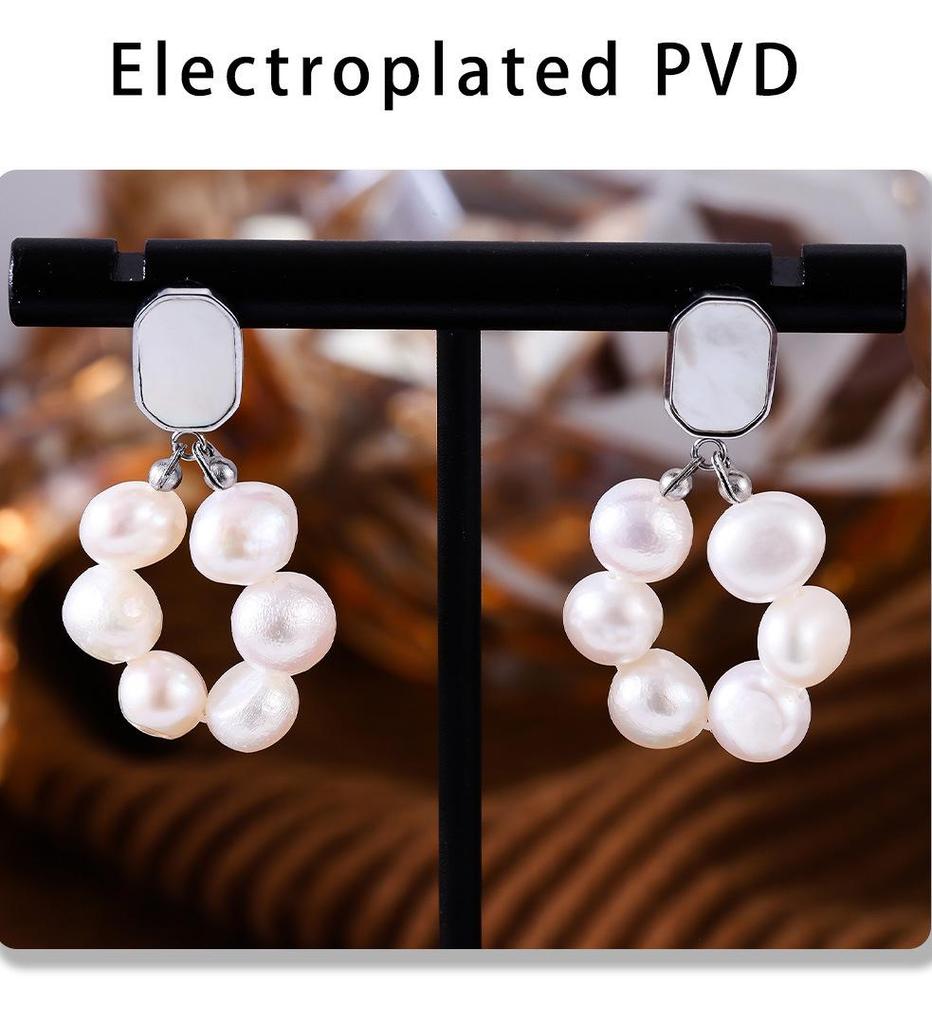 Qiong Yao Freshwater Pearl Shell Stud Earrings for Women - Light Luxury & Sweet Temperament Style