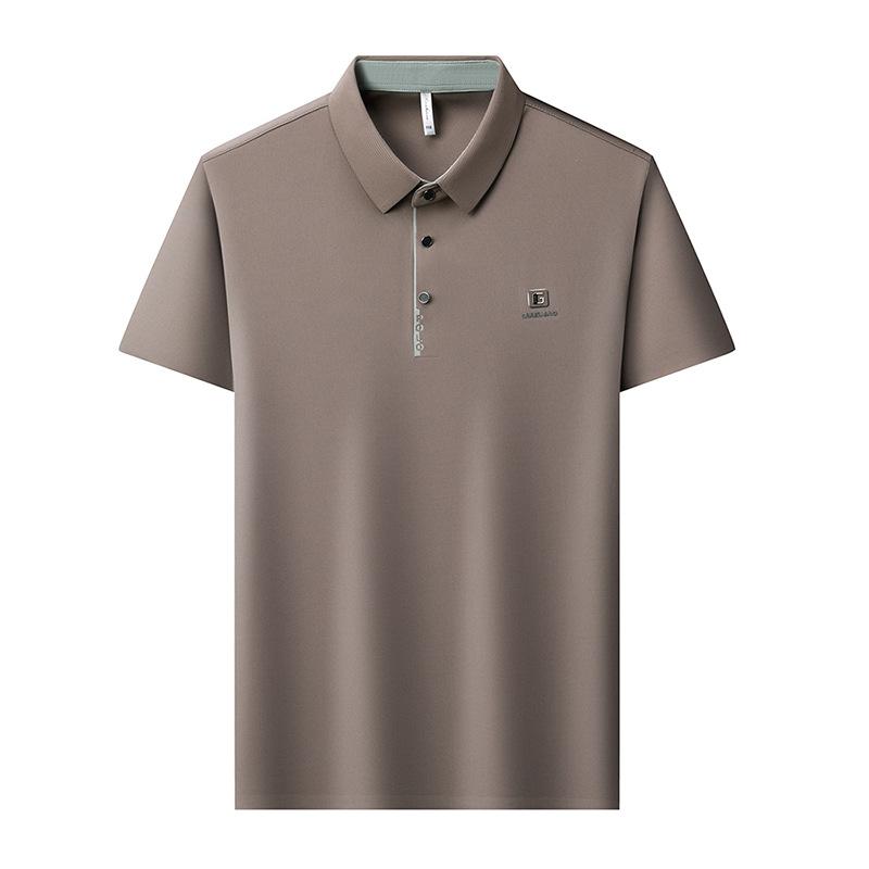 Nahtloses Poloshirt Herren High-End Medium Herren Casual Kontrastfarbene Knopfleiste Revers Kurzarm T-Shirt