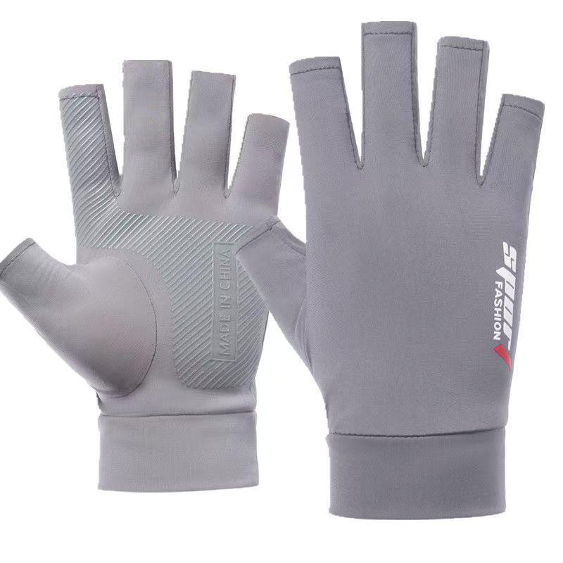Men's Summer Ice Silk Non-slip Sun Gloves for Driving, Cycling, Takeaway & Fishing - 2.5 Finger Exposed & Full Finger Options