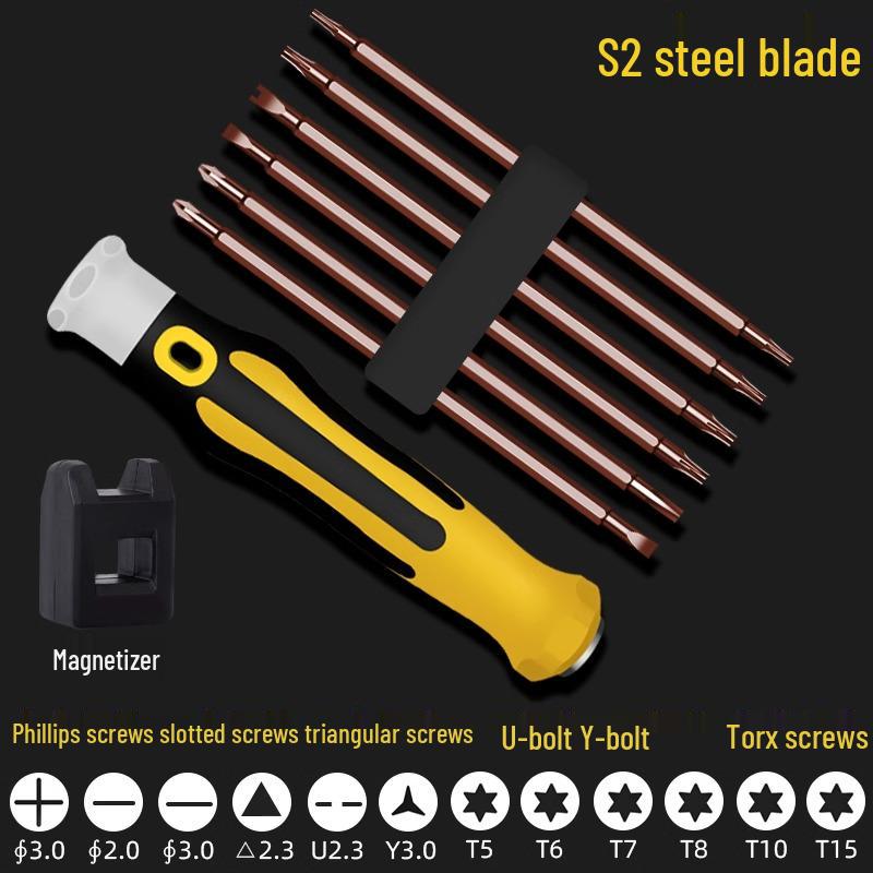Multi-Functional Screwdriver Set with Triangle, Plum Blossom, U-Shaped, and Cross Heads for Household Use