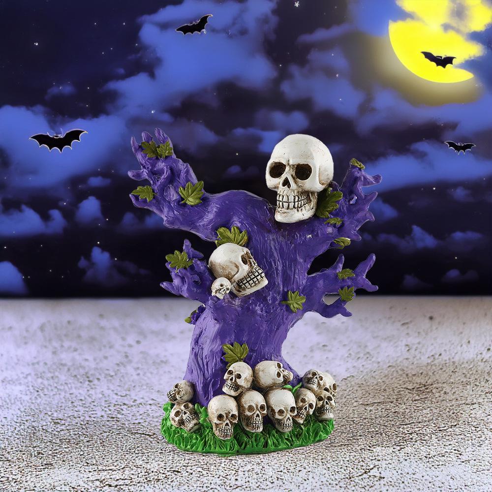 Spooky Skull Tree Spirit Ornament Figurines Creative Resin Craft for Halloween Living Room Décor Unleash Your Dark Side