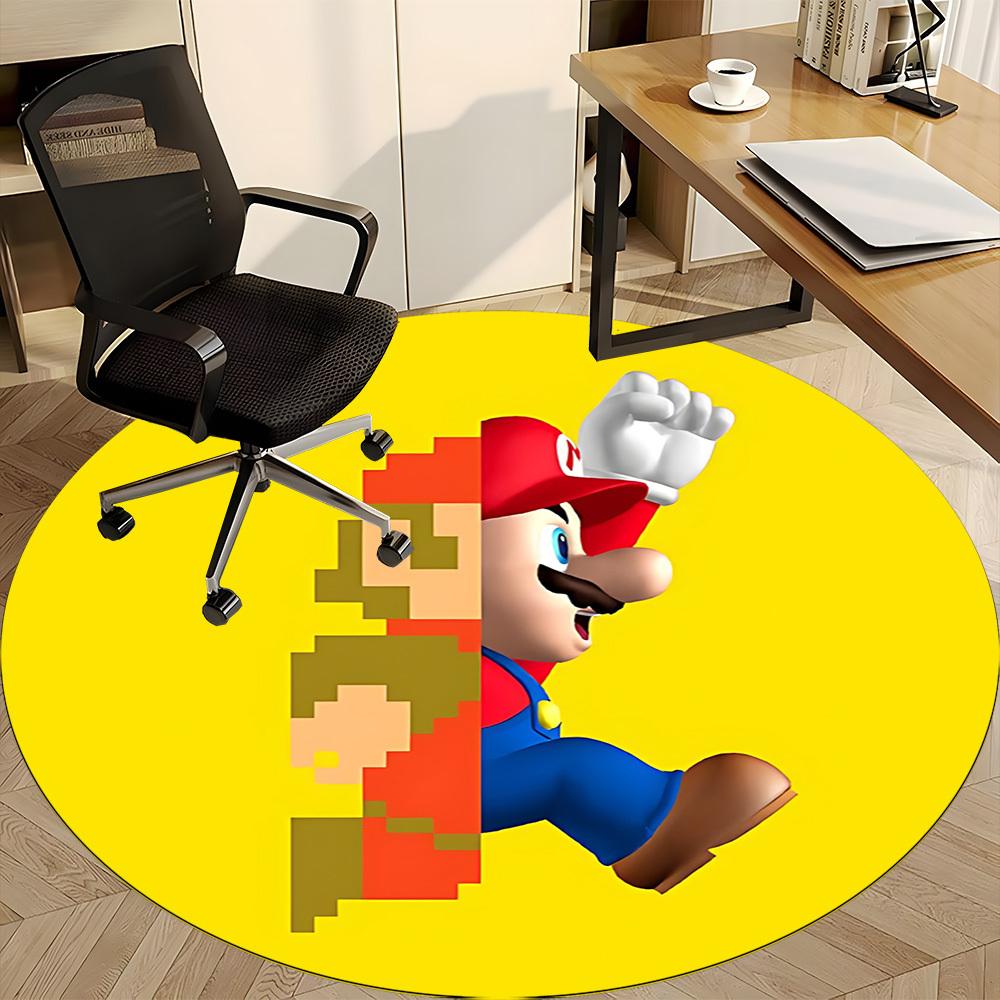 1pc Mario Platformer Office Round Area Rug, Under Office Chairs Bedroom Living Room Home Decor, Available in Various Sizes