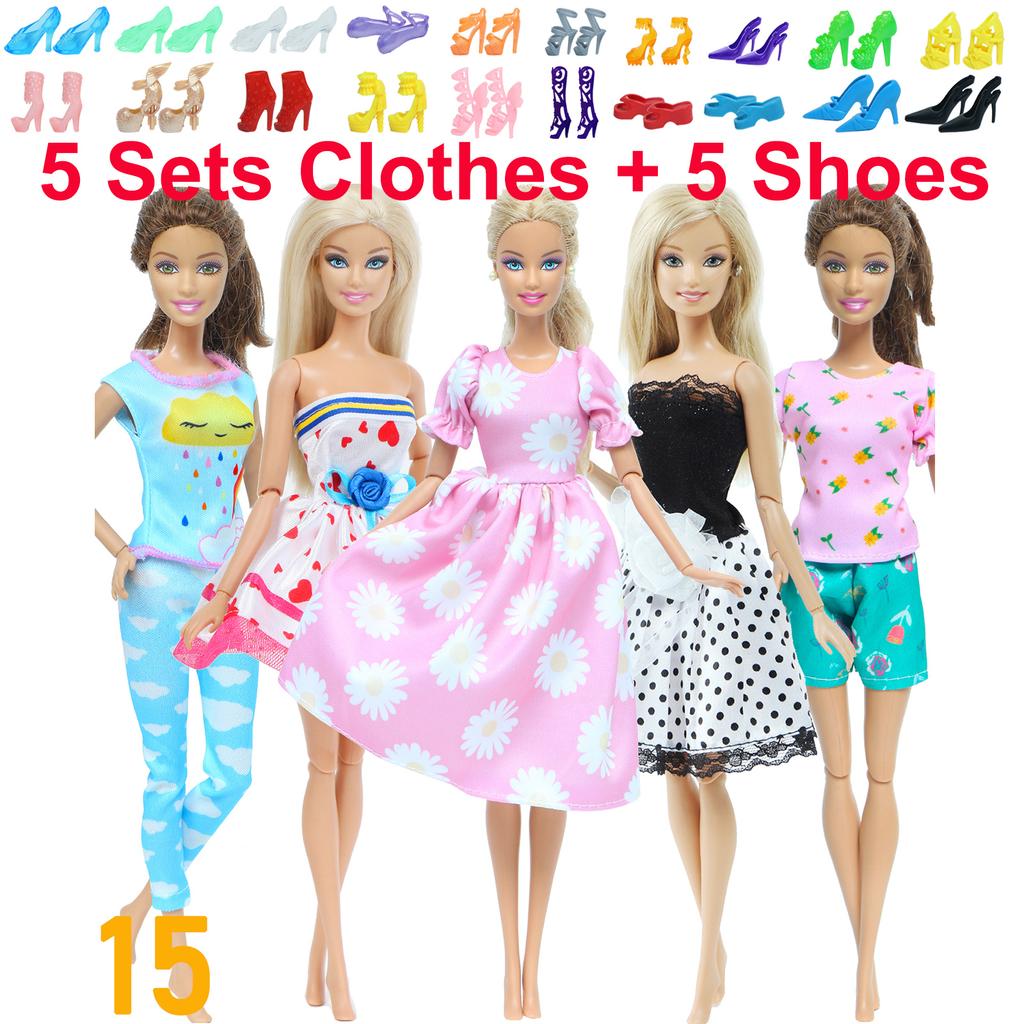 10 Stück/Set Mode-Outfits Ba Puppe Bie Hemd Hose Kleid Schuhe 11,5 Zoll Puppenkleidung Puppenhaus 11,8" 30cm 1/6 Puppenzubehör