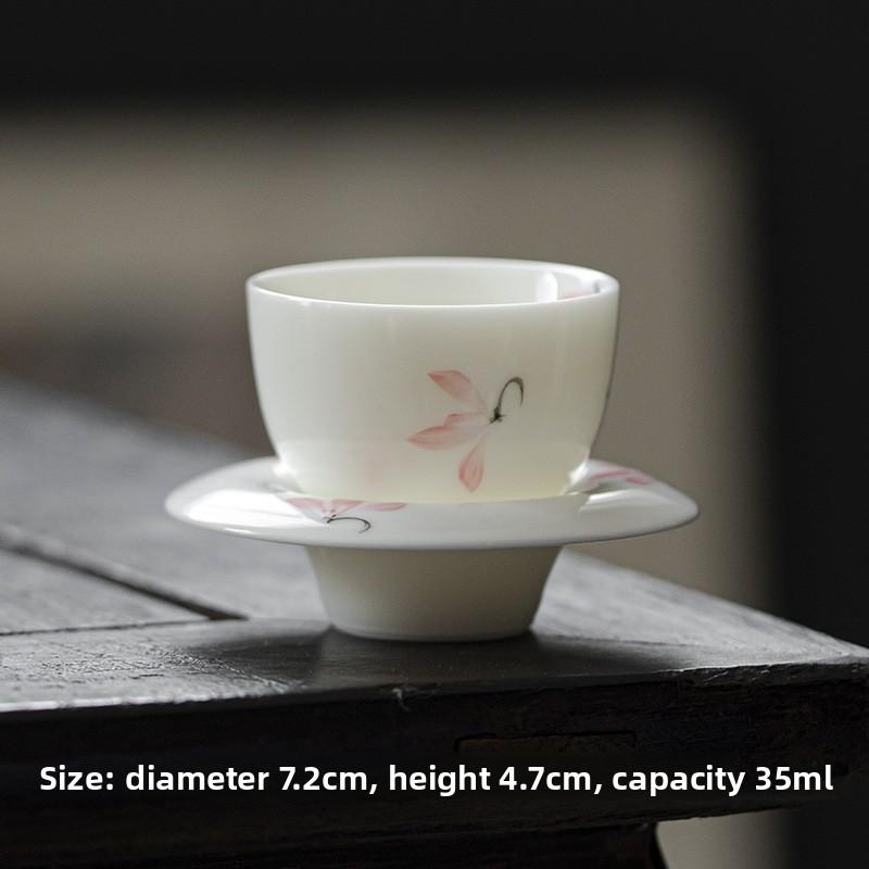 White Porcelain Hand-painted Ceramic Kung Fu Tea Set Tasting Tea Cup Drinking Tea Cup