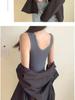 Women's Slim Elastic Chest-Pad Warm Vest with Velvet Suspender, Autumn/Winter Base Layer.