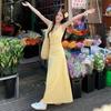 French floral bow suspender dress women's summer new temperament slim and thin chic long skirt