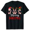Merry Dancemas Ballet Pointe Shoes Christmas Dancer T Shirt Soft Cotton Crewneck Tee for Unisex