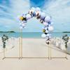 Floor-Standing Elegant Gold Wedding Arch Backdrop Stand,Carbon Steel Metal Ceremony Arch with Dual Design (Arched & Fan-Shaped)