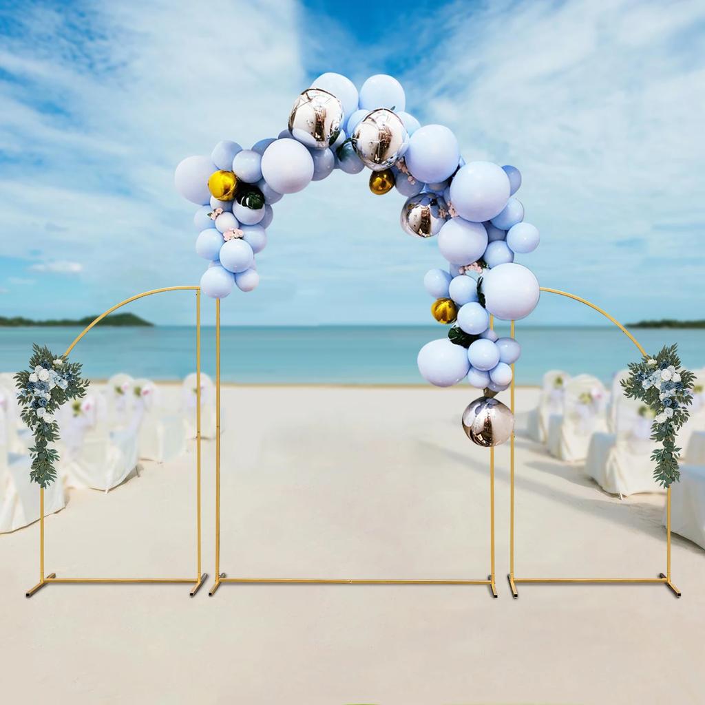 Floor-Standing Elegant Gold Wedding Arch Backdrop Stand,Carbon Steel Metal Ceremony Arch with Dual Design (Arched & Fan-Shaped)