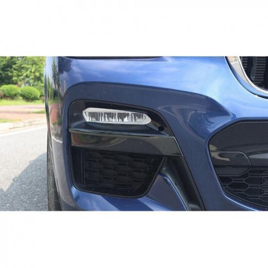 Fit For BMW X3 G01 X4 2018-  Black Steel Front Fog Lamp Light Strip Trim