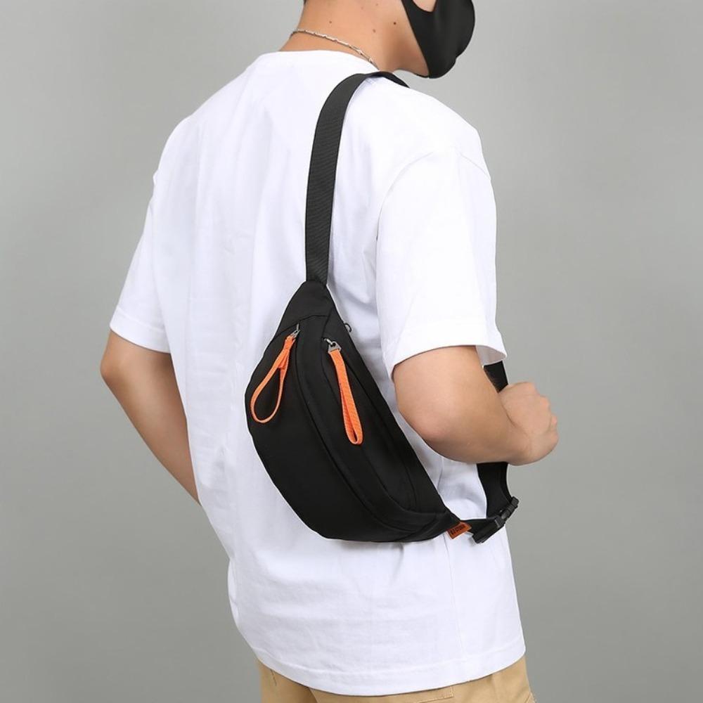 Multi-pocket Nylon Waist Bag Adjustable Shoulder Strap Diagonal Shoulder Bag Men Chest Bag  Male