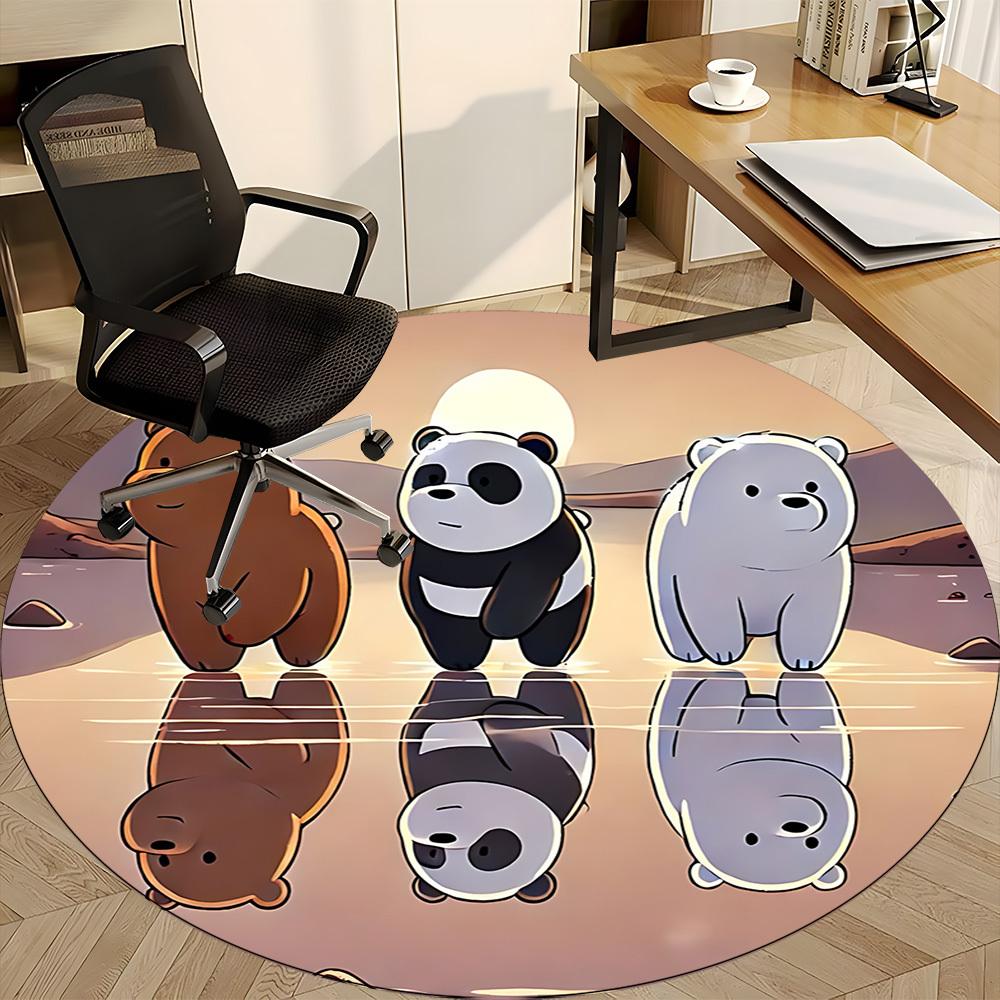 1pc We Bare Bears Friends Office Round Area Rug, Under Office Chairs Bedroom Living Room Home Decor, Room Decoa1022174