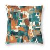 Turquoise en Roest Kwasten Kussensloop Polyester Linnen Fluweel Patroon Rits Decoratie Sierkussenhoes Bankkussenhoes