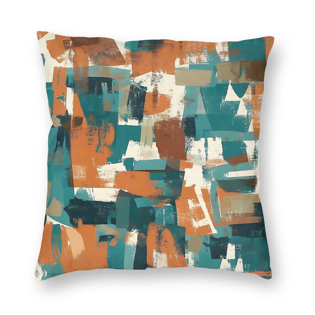 Turquoise en Roest Kwasten Kussensloop Polyester Linnen Fluweel Patroon Rits Decoratie Sierkussenhoes Bankkussenhoes