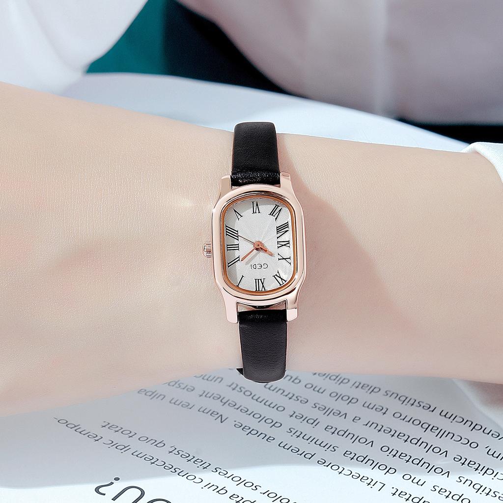 Vintage Niche Premium Sense Oval Belt Student Watch Vintage Simple Women'S Quartz Watch