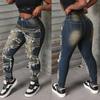 2026 New Street Fashion Distressed Stretch Patchwork Jeans for Women Casual Slim-Fit Pants