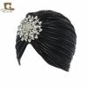 Noble gold pleated Indian hat headscarf hat with gold brooch accessories TJMG warm