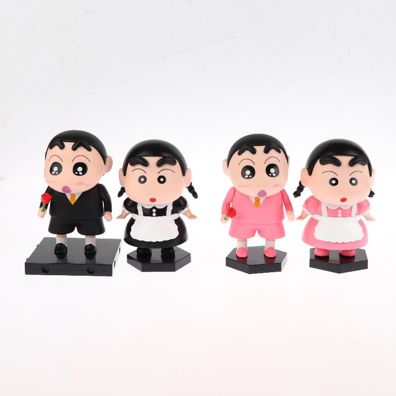 2Pcs/Set Crayon Shin Chan Anime Figures Cute Cartoon Pvc Figure Doll Ornament Desktop Decoration Couple Collectible Gifts