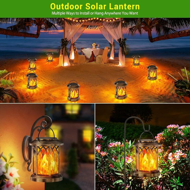 2/4PCS Solar Flame Hanging Lamp Waterproof Outdoor Light with Flickering Effect for Garden Patio Yard Path Christmas Decor