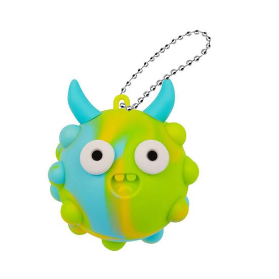 

Bubble Popping Devil Horn Ball Stress Relief Push Bubble Ball Toy with Ball Chain Decompression Silicone Ball Fidget Toy