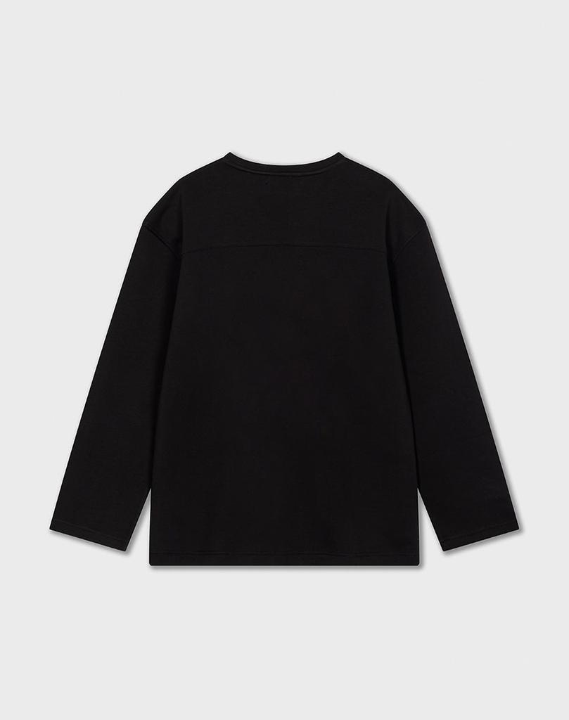 WORK ON BODY OFF [Shoulder +3Cm] Wide Oversized Long Sleeve T-Shirt [Black]