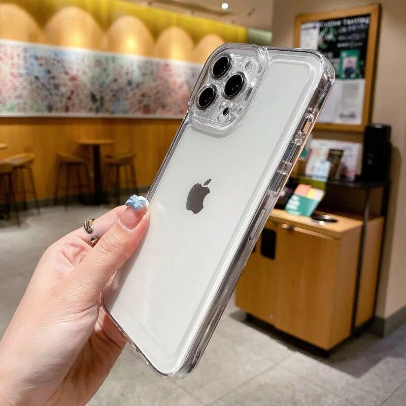 Luxuriöse transparente Hülle für iPhone 17 13 14 15 16 Pro Max 12 11 Xs X XR 7 8 SE 2022 Coque Stoßfester Bumper Klar Weiche Silikonhülle Fundas