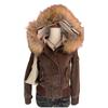 Fur Collar Decorative Hooded Jacket Zipper Snap Button Cotton Jacket Brown Ladies Coat Autumn and Winter New Style Warm Jacket