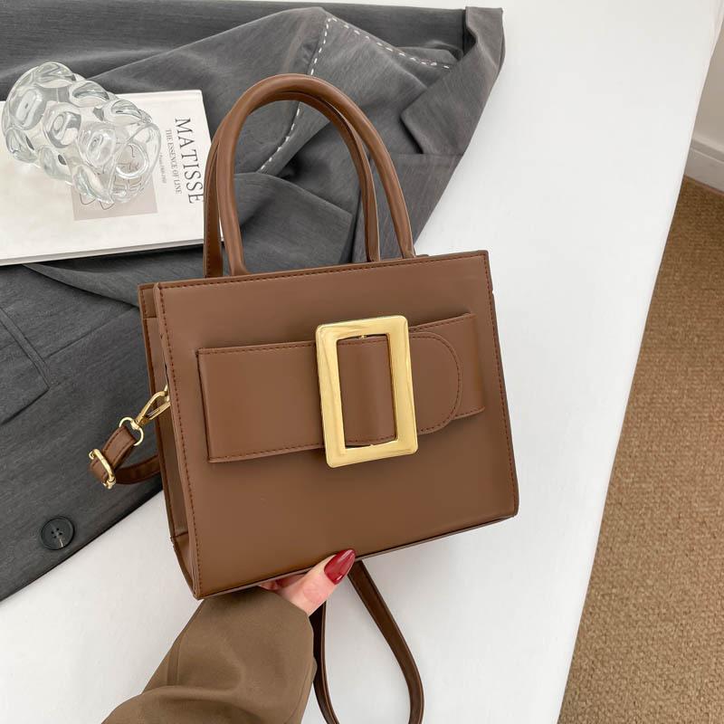 Retro small square bag women's  new fashion portable messenger bag winter solid color texture shoulder bag