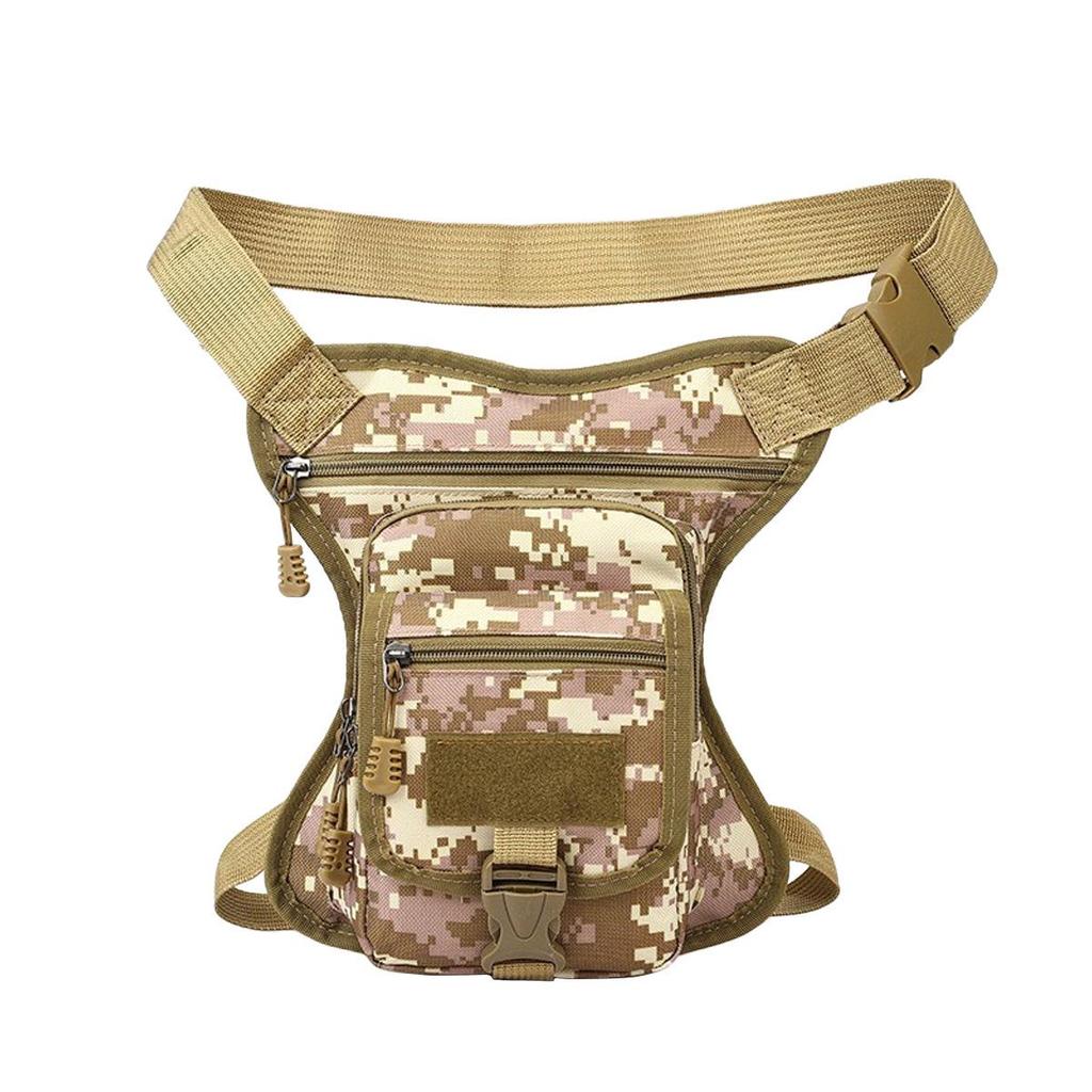 Men's Camouflage Multifunctional Outdoor Bag - Crossbody, Waist, and Leg Options for Sports and Mountaineering.