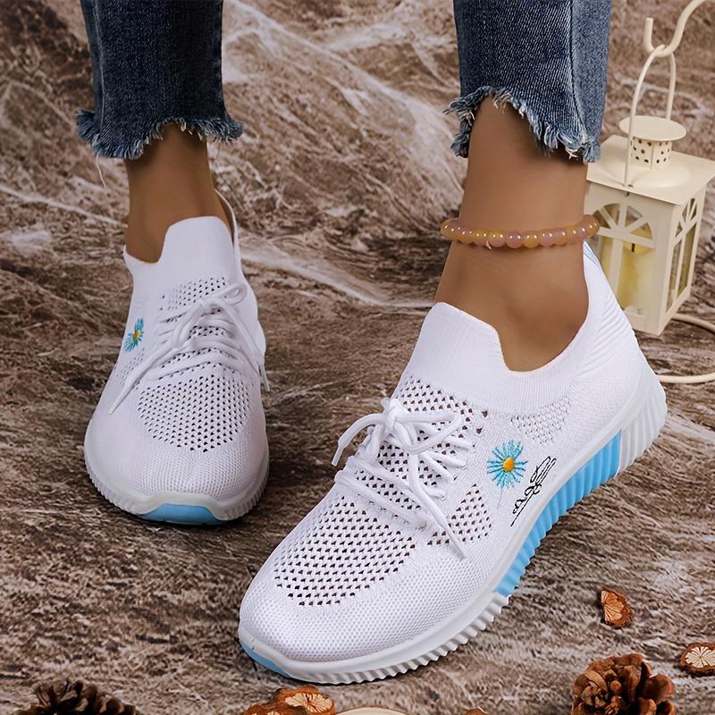 

Нескользящие женские кроссовки с вышивкой ромашки для спорта на открытом воздухе и моды 36 синий