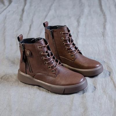 Spring and Autumn Leisure Short Boots for Women's 2024 New Flat Heel Soft Sole Boots British Style Large Versatile Female' Boots