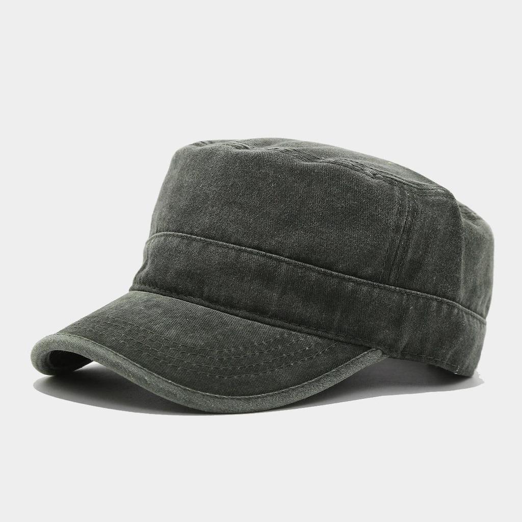 Chapeau Militaire Plat Rétro Décoloré Unisexe - Protection Solaire pour Personnes Âgées