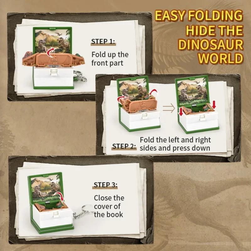 3d Dinosaur Castle Folding Book Keychain Pendant Cartoon Astronaut Soccer Field Pendant Anxiety Stress Children Kids Toy