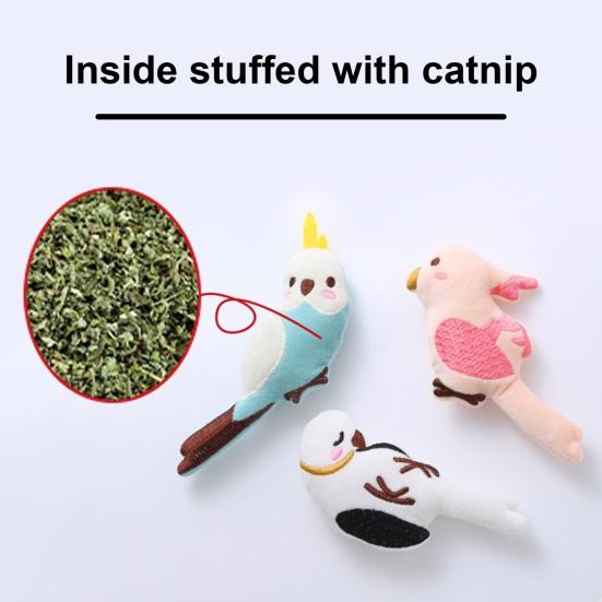 Yousheng Interactive Cat Toys with Catnip Inside Cute Bird Design Bite-resistant Stress Relieve Teeth-grinding Soft Plush Cat Toys