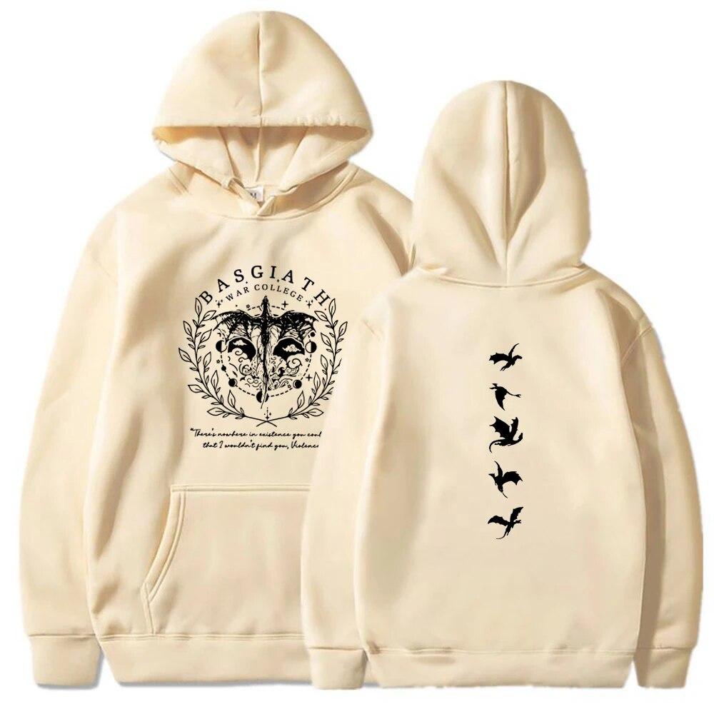 Vintage Bookish Women's Casual Fashion Double Sided Fourth Wing Basgiath War College Hooded Sweatshirt Hoodie