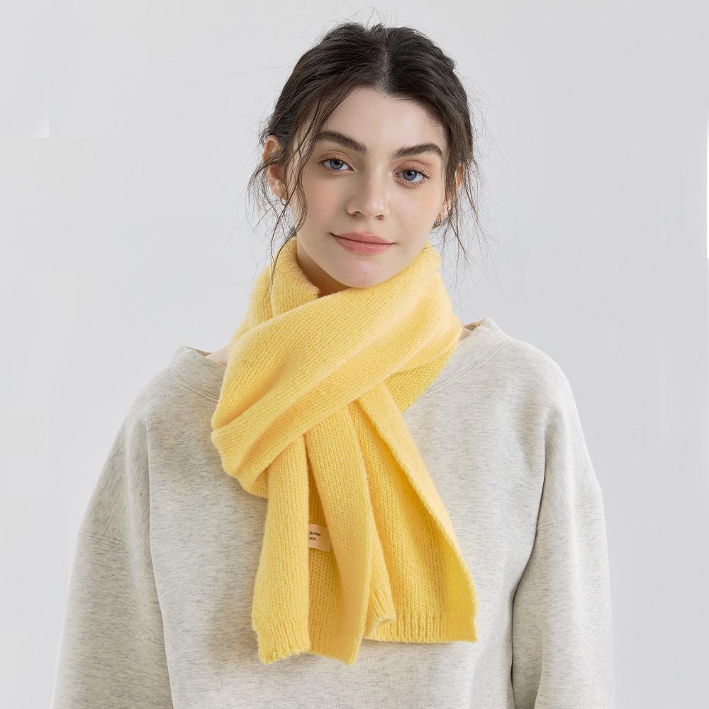 New Winter Versatile Solid Color Knitted Scarf Women's Autumn and Winter Wool Men's and Women's Couples Scarf with Shawl