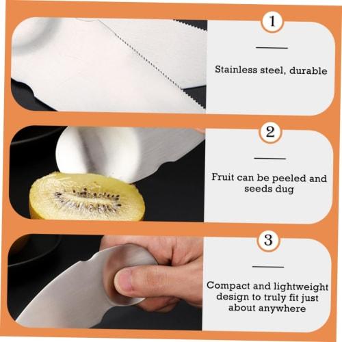 MOLUCKFU 2-Piece Kiwi Cutter Spoon, Stainless Steel Fruit Pulp Digger, Fruit Knife, Kitchen Spoon Cutter with Double-Sided Function