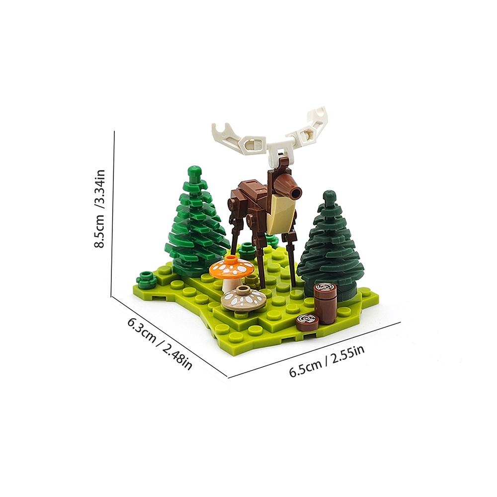Creative MOC elk model building block set DIY assembly forest jungle red deer animal scene  desktop ornaments  Christmas toy