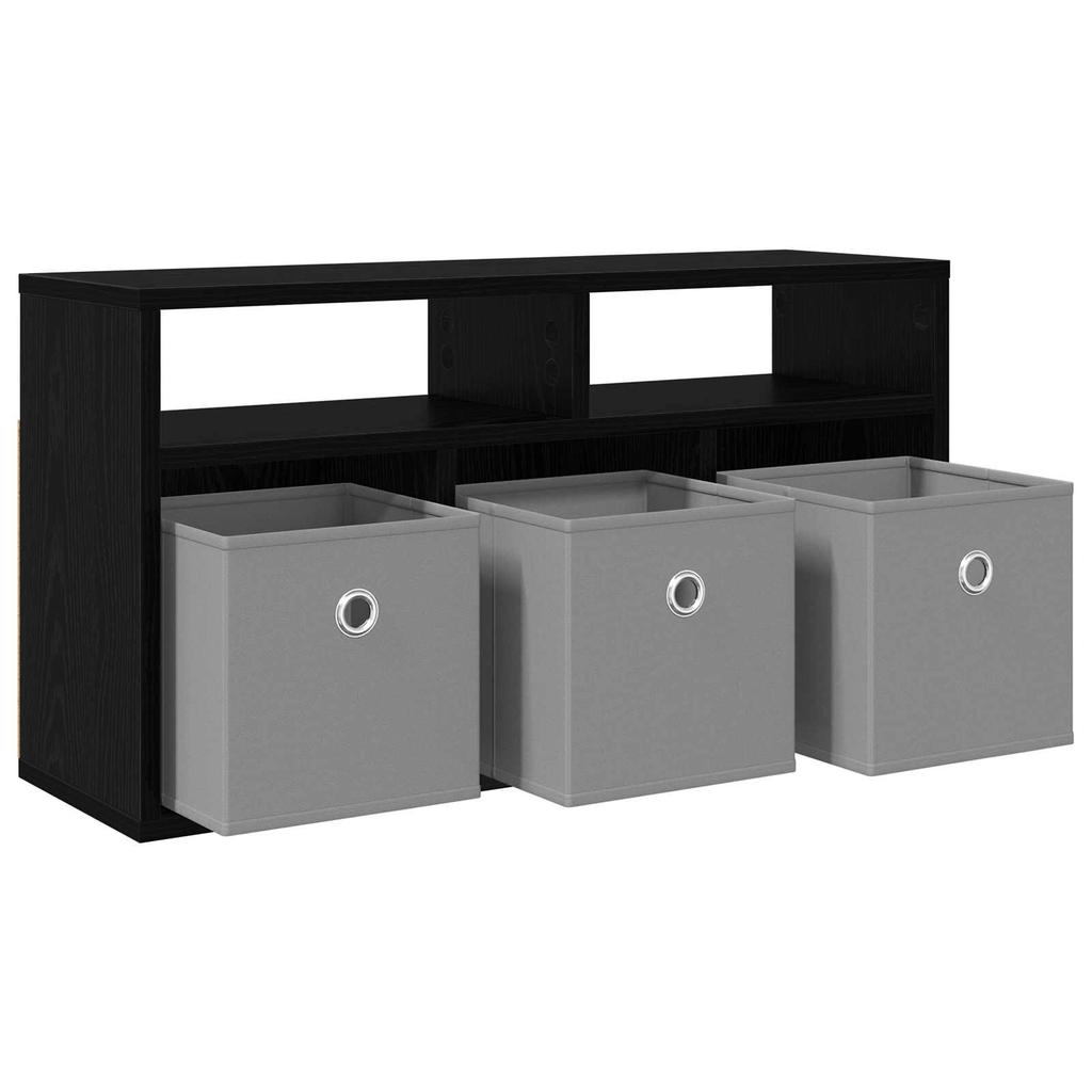 Lowboard with Drawers Black Oak Effect 72 x 22.5 x 38 cm