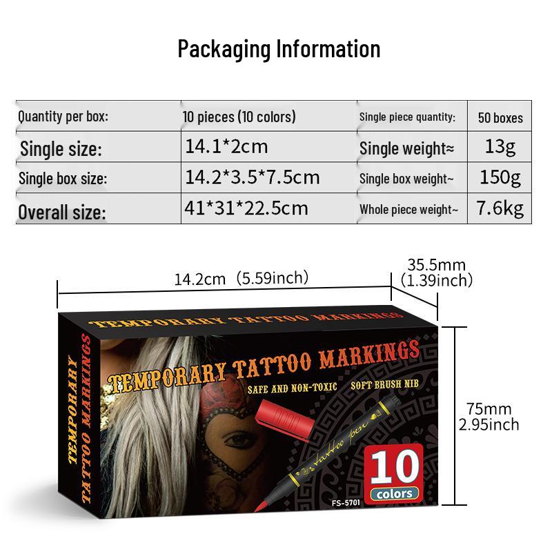 Anfängerfreundlicher Halloween Temporärer Tattoo Stift - Leicht abwaschbarer Hautmarker für Körperkunst