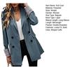 Suit Jacket Women Coat Lapel Long Sleeve Striped Cuffs with Double Breasted Business Outwear Flap Pockets Solid Color Loose Fit